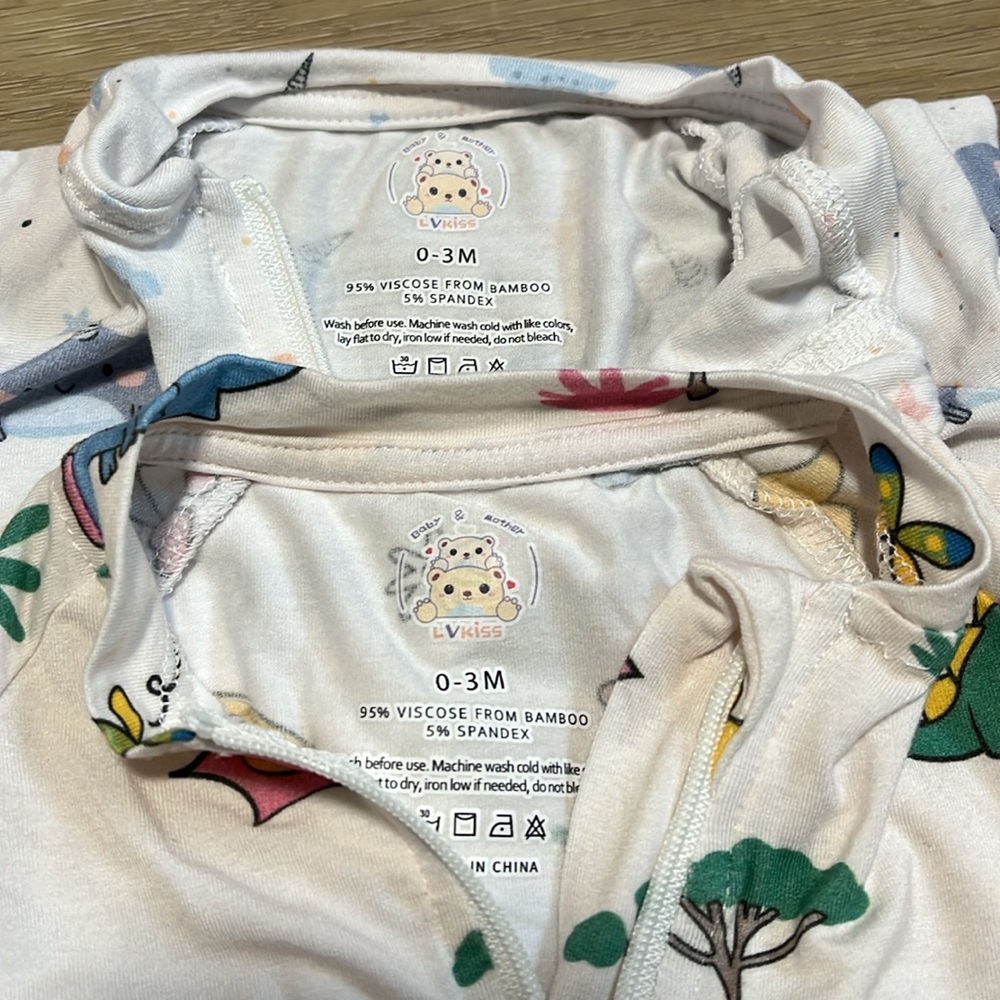 LVKiss Bamboo Viscose Colorful Dinosaur and Narwhal Baby Summer Rompers Size 0-3 - Picture 2 of 5